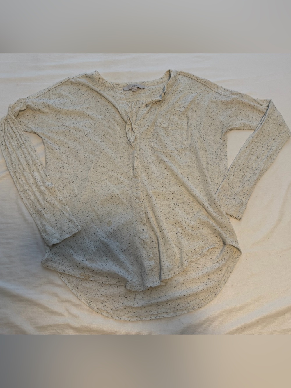 LOFT Cream Speckled Scoop Neck Knit Blouse